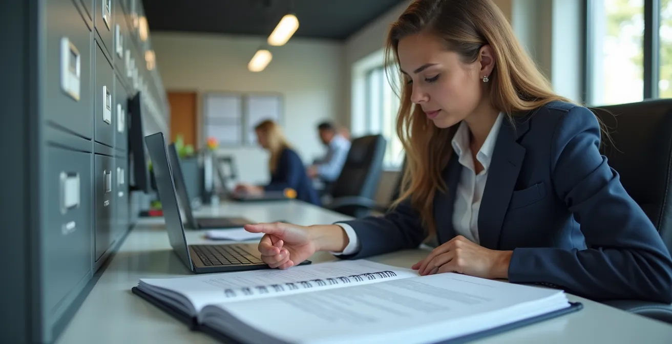 Modern digital safety documentation system in professional office environment