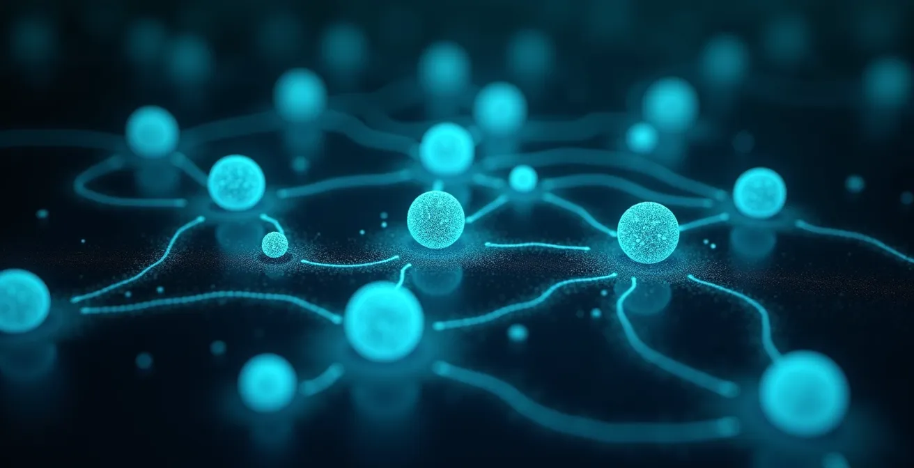 Visual representation of bacterial quorum sensing communication in biofilm formation