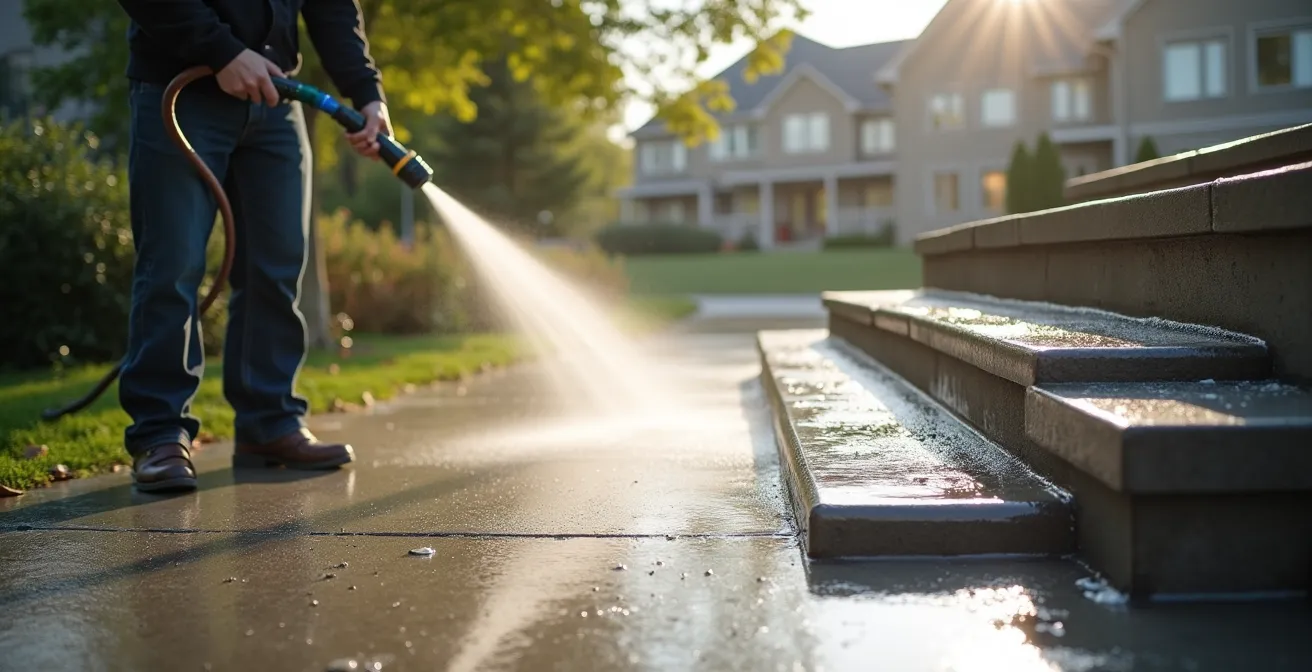 Demonstration of low-pressure misting technique for salt removal from concrete steps